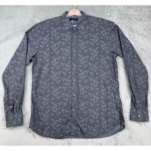 TED BAKER Archive Shirt Mens Size 16.5 Grey Floral Long Sleeve Button Up In Ted